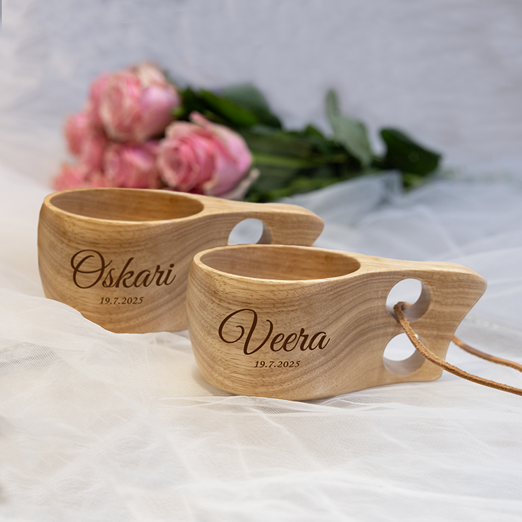 Nimikoidut kuksat 2 kpl, puuhääpäivä