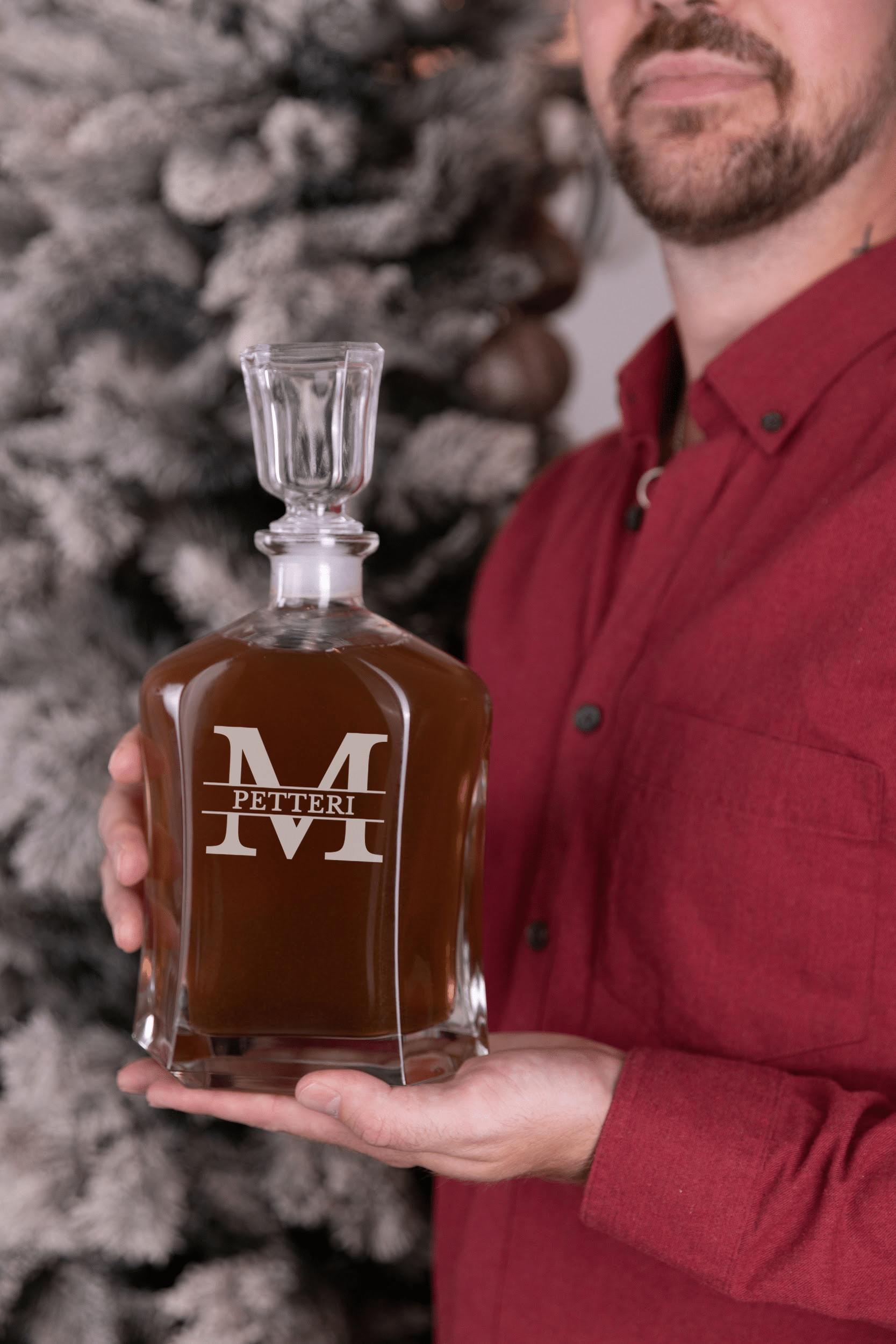 Viskikarahvi ja lasit kaiverruksella, joululahja miehelle - Imagen 2