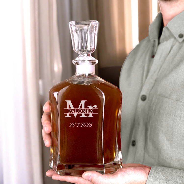 Karahvi kaiverruksella, huomenlahja miehelle