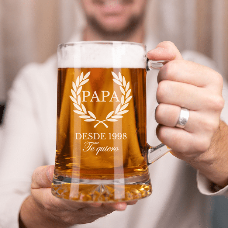 Jarra de cerveza grabada para papá