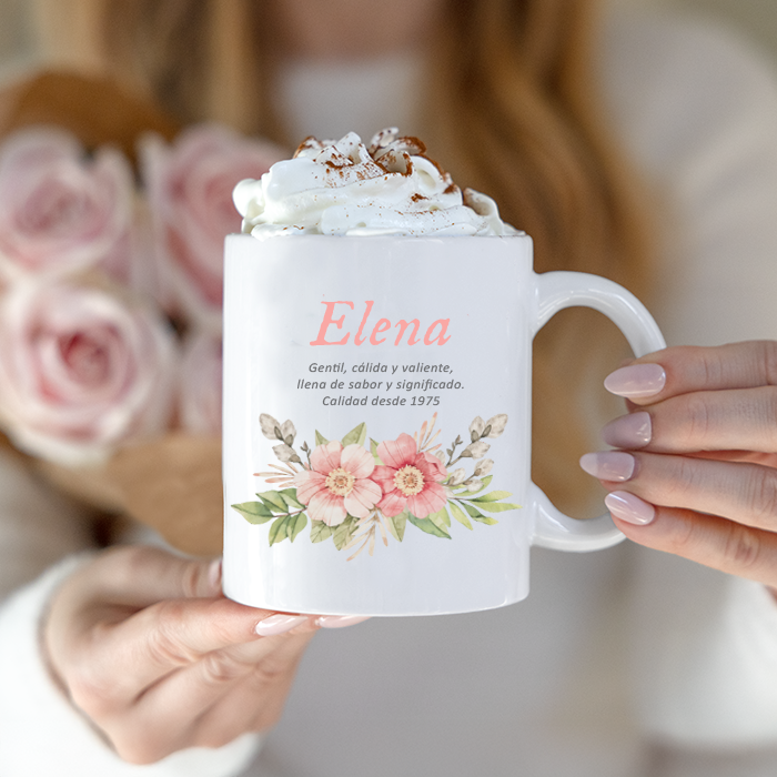 Taza con texto y foto personalizada